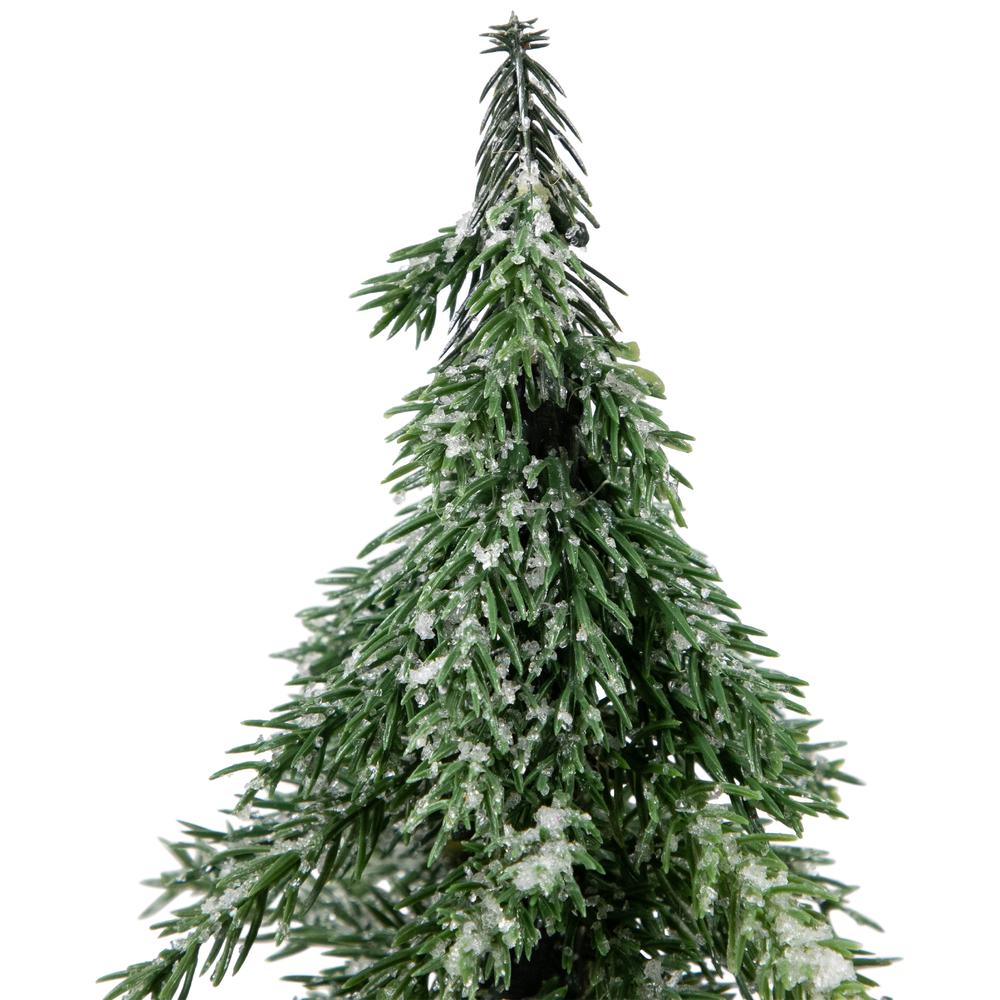 10.5" Frosted Icy Pine Christmas Tree with Jute Base. Picture 6