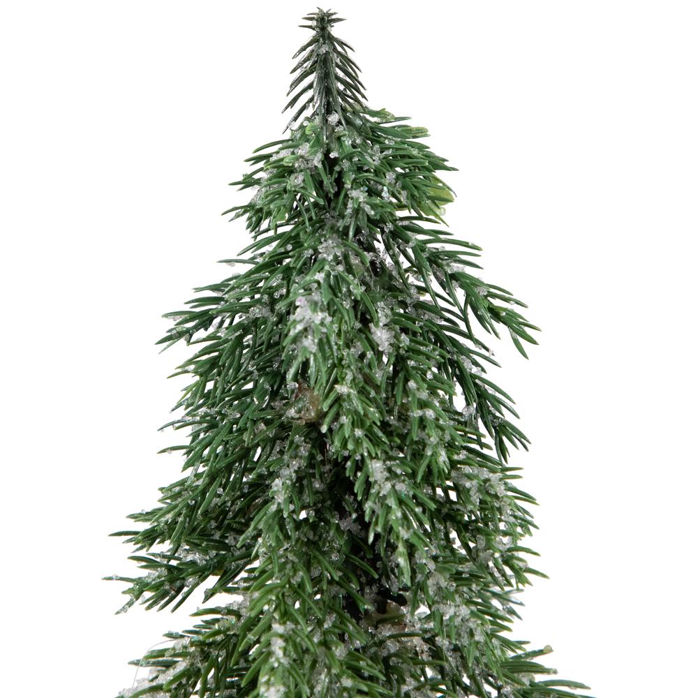 14" Frosted Icy Pine Tree with Jute Base Christmas Tree  Unlit. Picture 6
