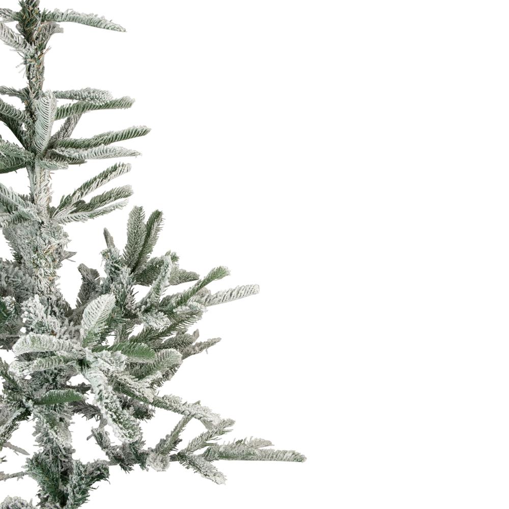 7.5' Slim Flocked Nordmann Fir Artificial Christmas Tree - Unlit. Picture 3