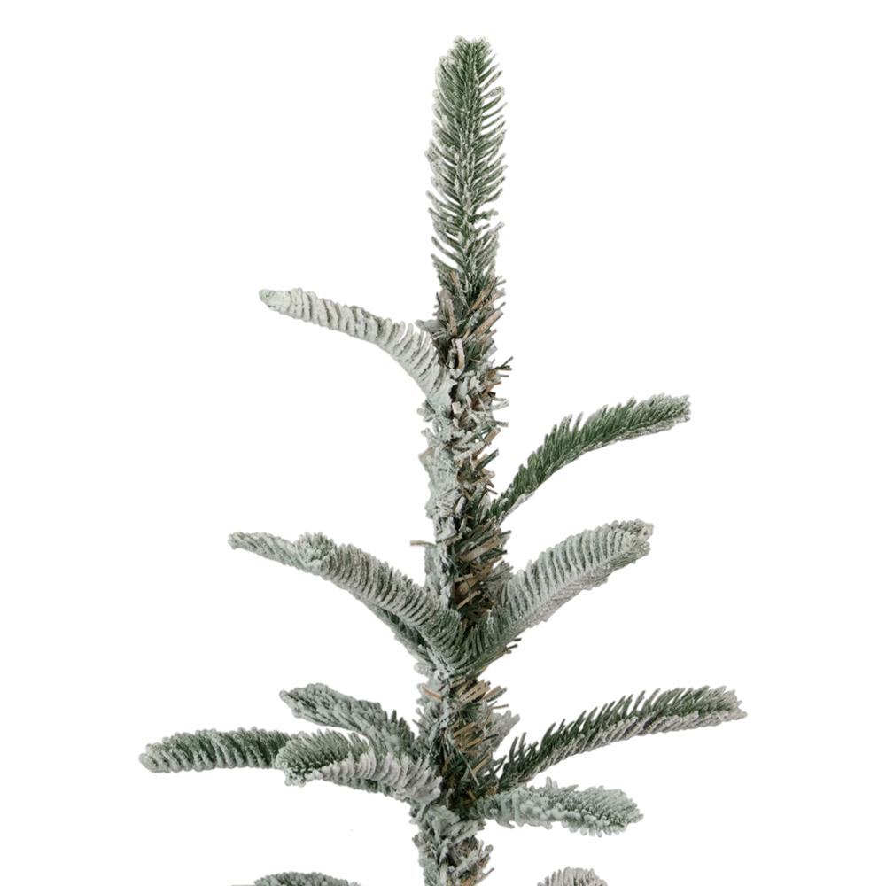 7.5' Slim Flocked Nordmann Fir Artificial Christmas Tree - Unlit. Picture 4