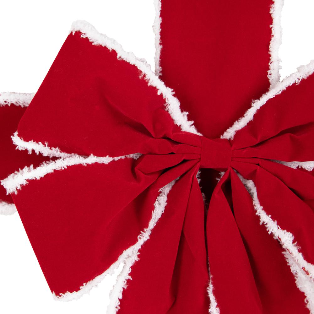 14' Red and White Velvet Christmas Door Bow. Picture 6