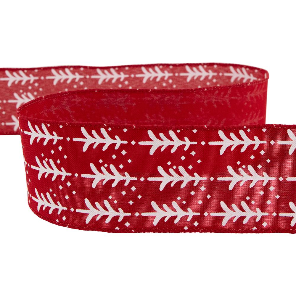 Red and White Christmas Tree Wired Craft Ribbon 2.5" x 10 Yards. Picture 6