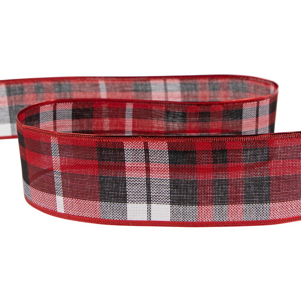 Red and Black Plaid Wired Craft Christmas Ribbon 2.5" x 10 Yards. Picture 6