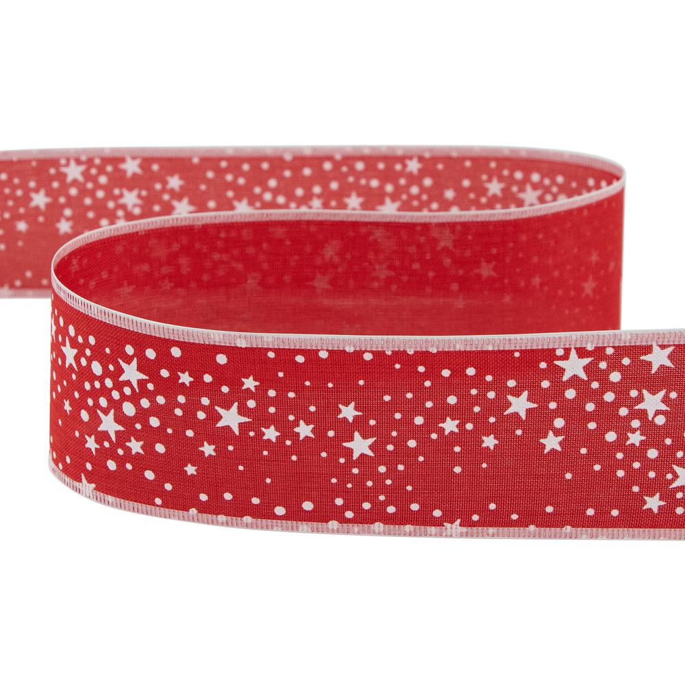 Red and White Stars Wired Craft Christmas Ribbon 2.5" x 10 Yards. Picture 6