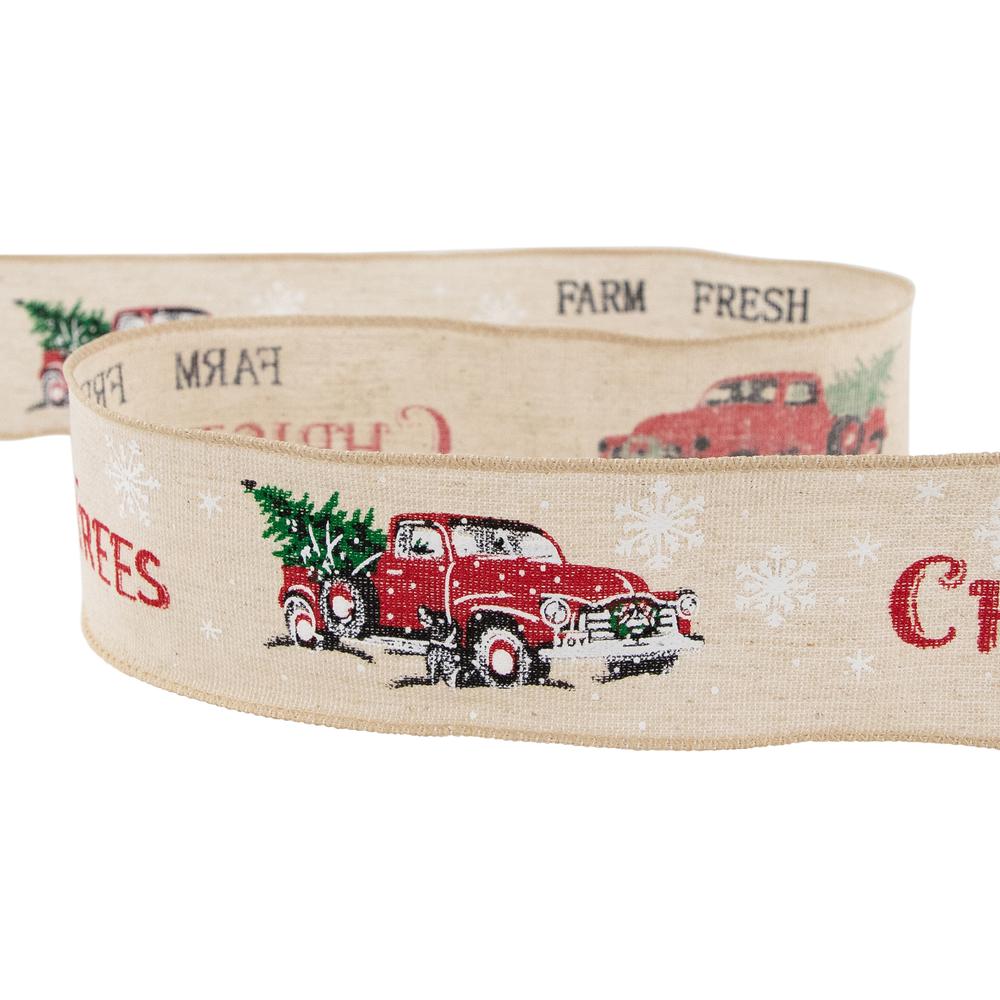 Farm Fresh Trees Burlap Style Wired Craft Christmas Ribbon 2.5" x 10 Yards. Picture 6