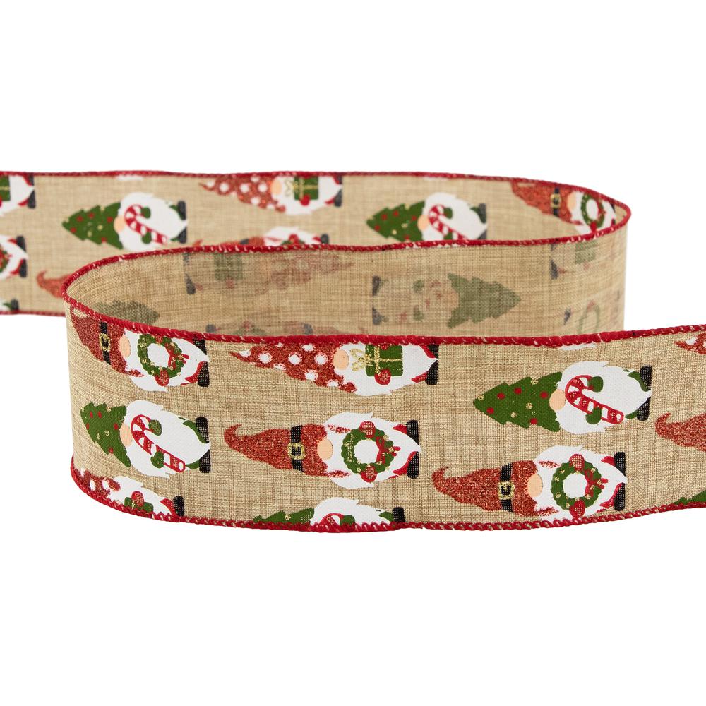 Gnome Burlap Style Wired Craft Christmas Ribbon 2.5" x 10 Yards. Picture 6