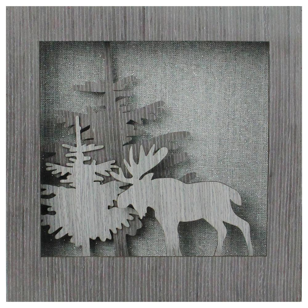 10" Glittered Moose Silhouette Box Framed Christmas Table Decoration. Picture 2