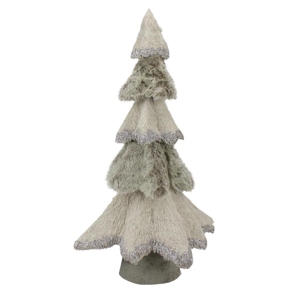 20" Multi Textured Triangular Table Top Christmas Tree with Glitter. Picture 6