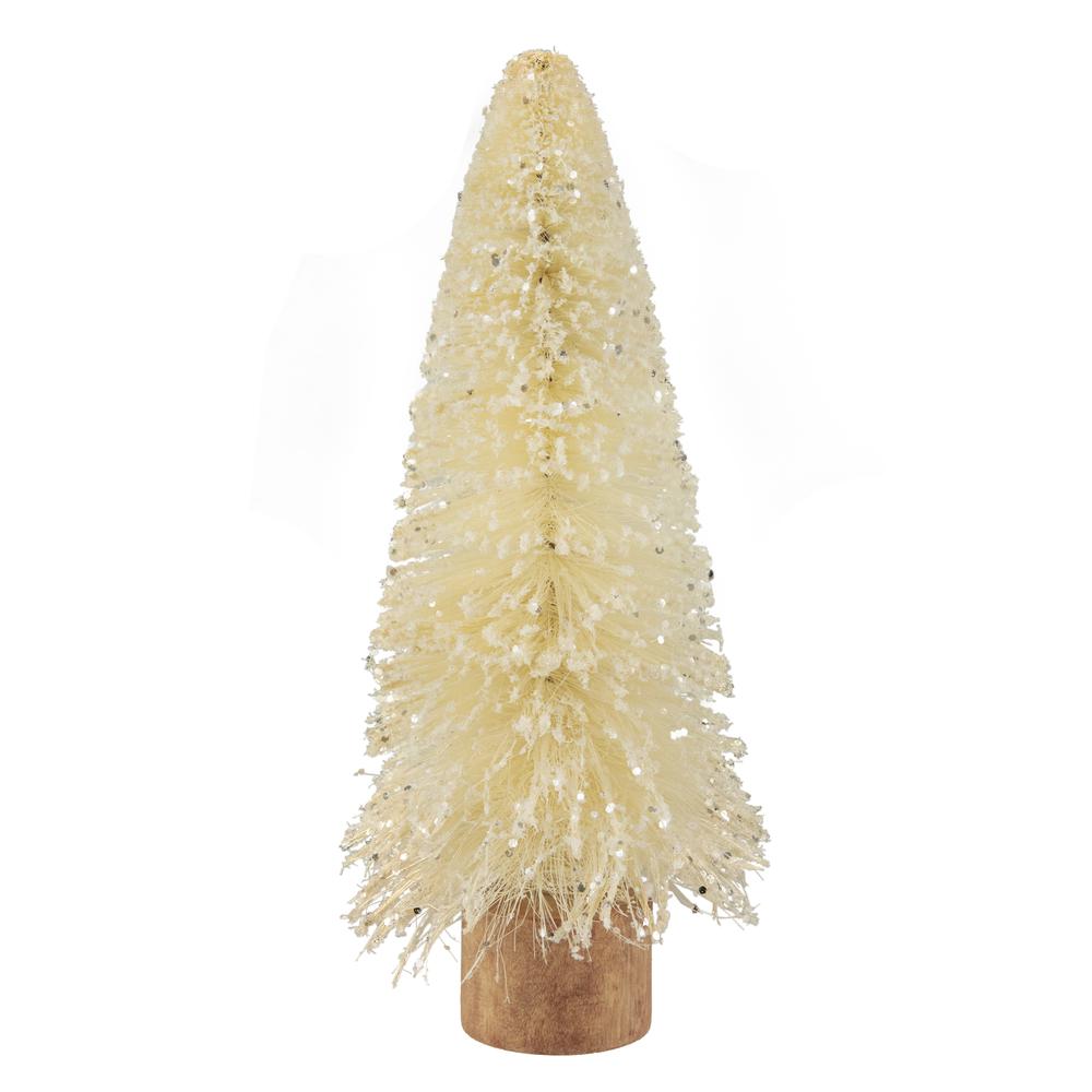 8.75" Glittered Cream Sisal Christmas Tree Decoration. Picture 1