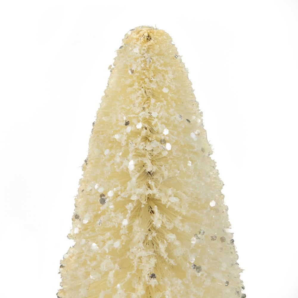 8.75" Glittered Cream Sisal Christmas Tree Decoration. Picture 5