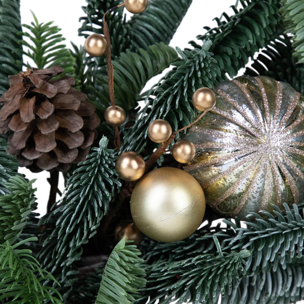Pine with Gold Ball Ornaments and Pine Cones Christmas Wreath 22-Inch Unlit. Picture 6