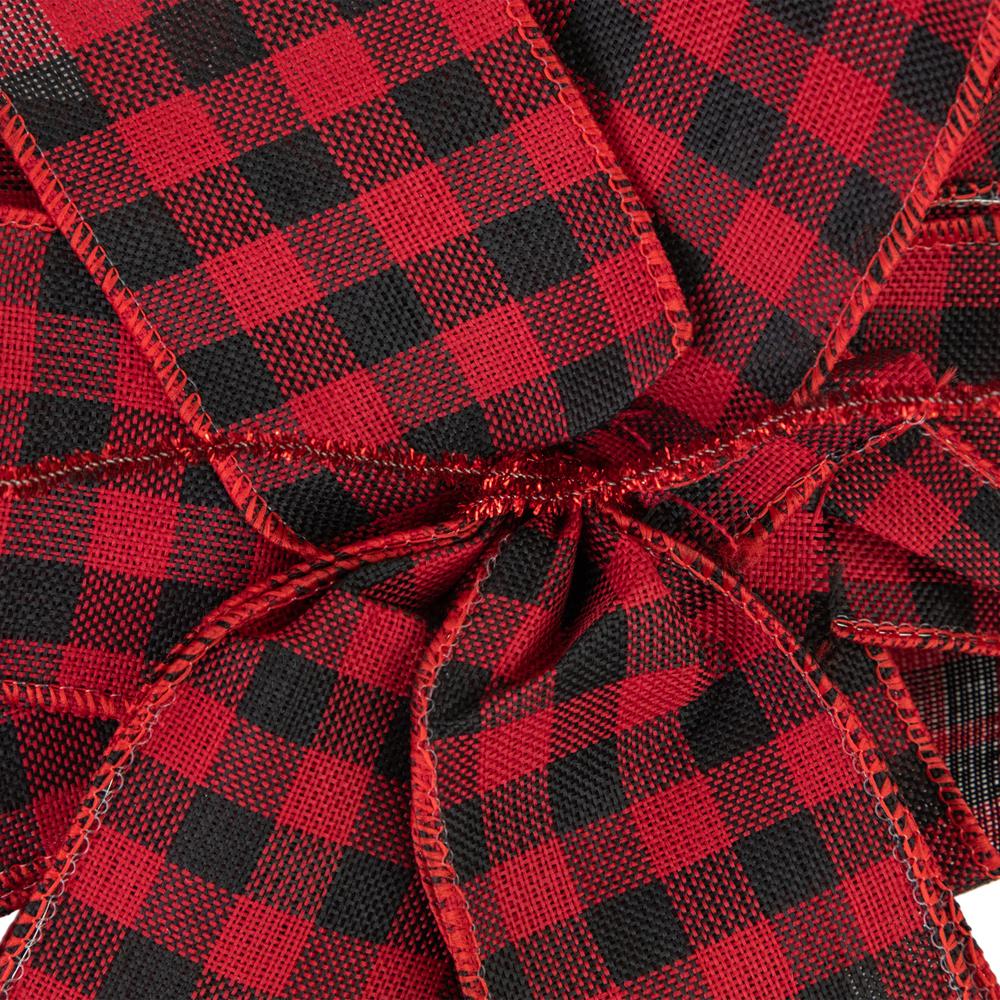 19" Buffalo Plaid Print 14 Loop Christmas Bow Tree Topper. Picture 6