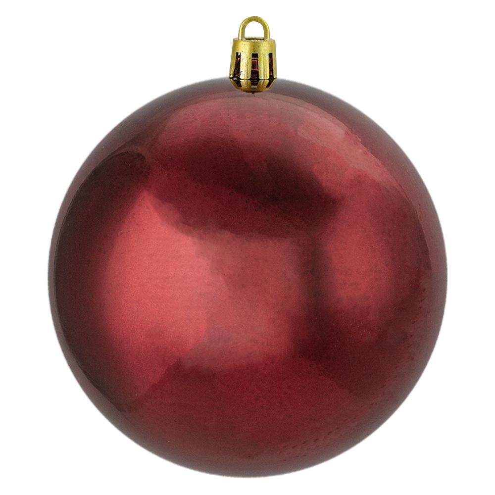 12ct Burgundy Red Shatterproof Shiny Christmas Ball Ornaments 4" (100mm). Picture 3