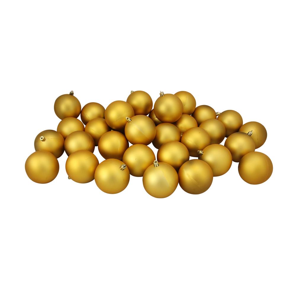 32ct Shatterproof Matte Vegas Gold Christmas Ball Ornaments 3.25" (80mm). Picture 2