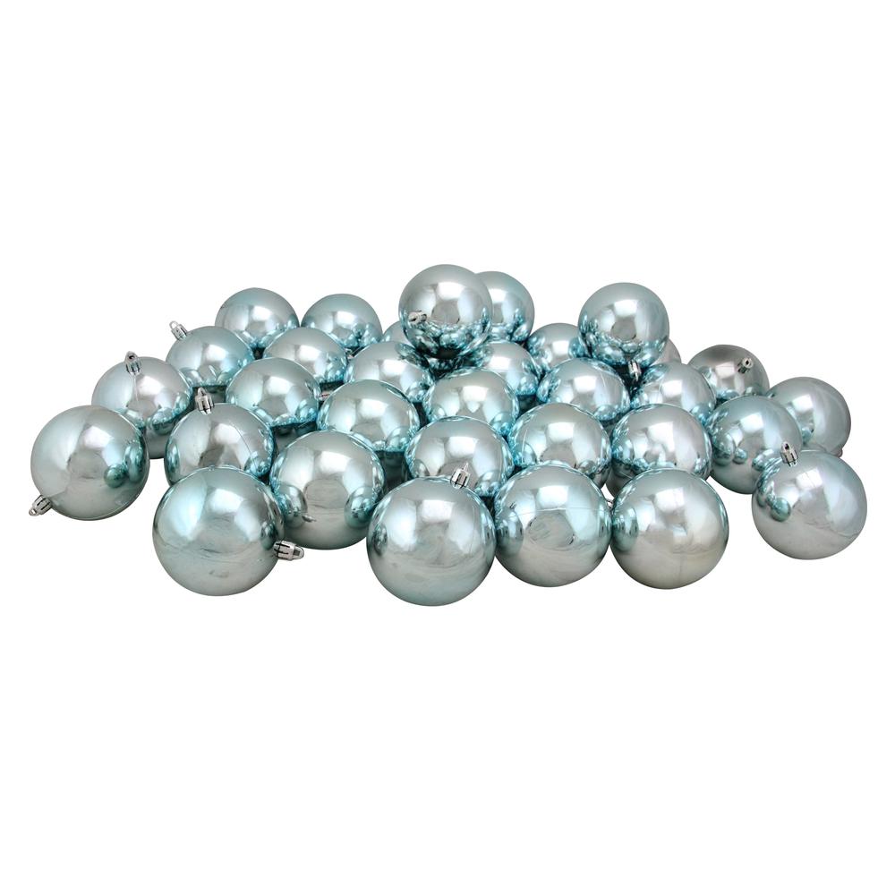 32ct Mermaid Blue Shatterproof Shiny Christmas Ball Ornaments 3.25" (80mm). Picture 2