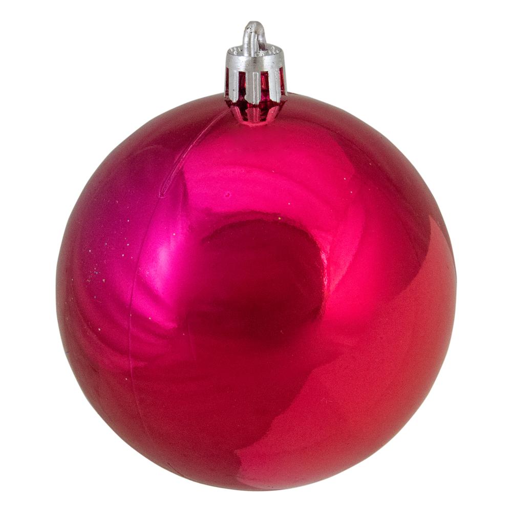 16ct Magenta Pink Shatterproof 4-Finish Christmas Ball Ornaments 3" (75mm). Picture 6