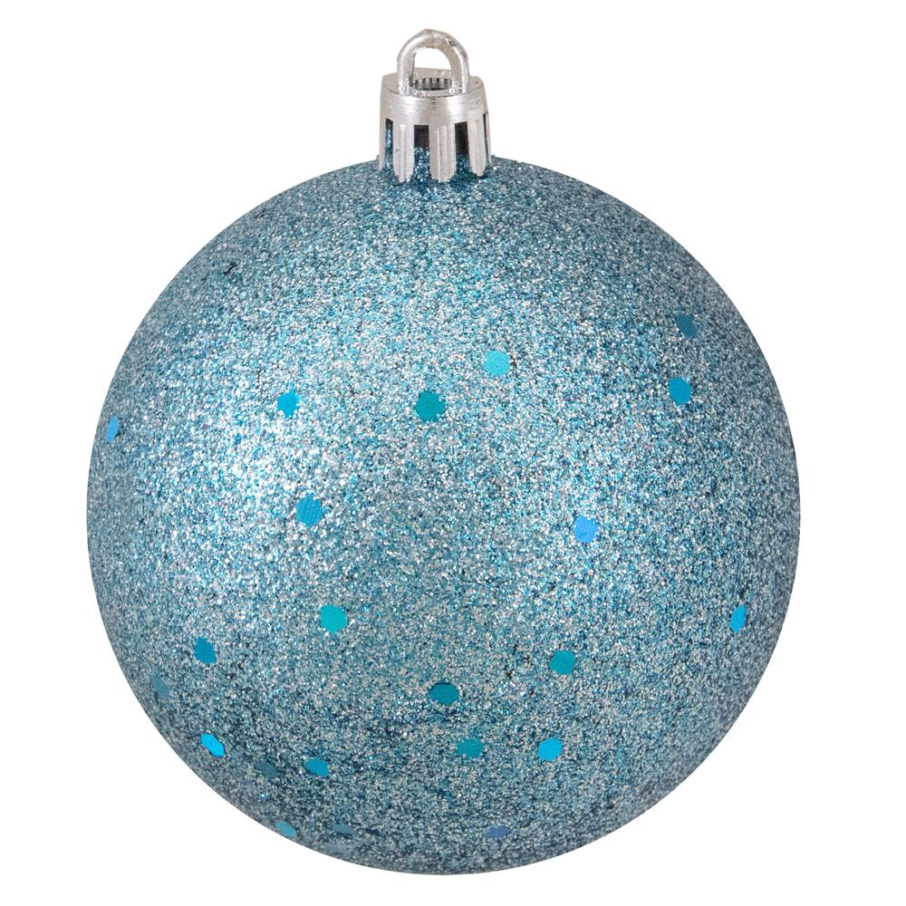 16ct Turquoise Blue Shatterproof 4-Finish Christmas Ball Ornaments 3" (75mm). Picture 6