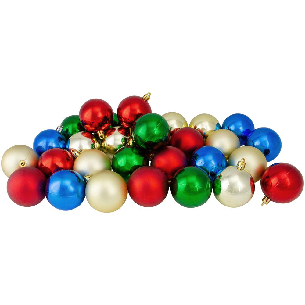 50ct Traditional Multi Shatterproof 2-Finish Christmas Ball Ornaments 4" (100mm). Picture 6