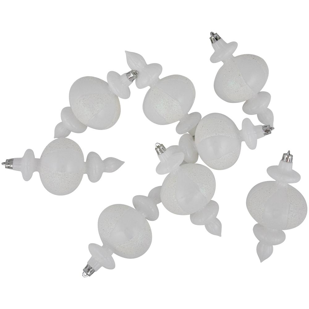8-Count White Shatterproof Finial Christmas Ornaments  6". Picture 6