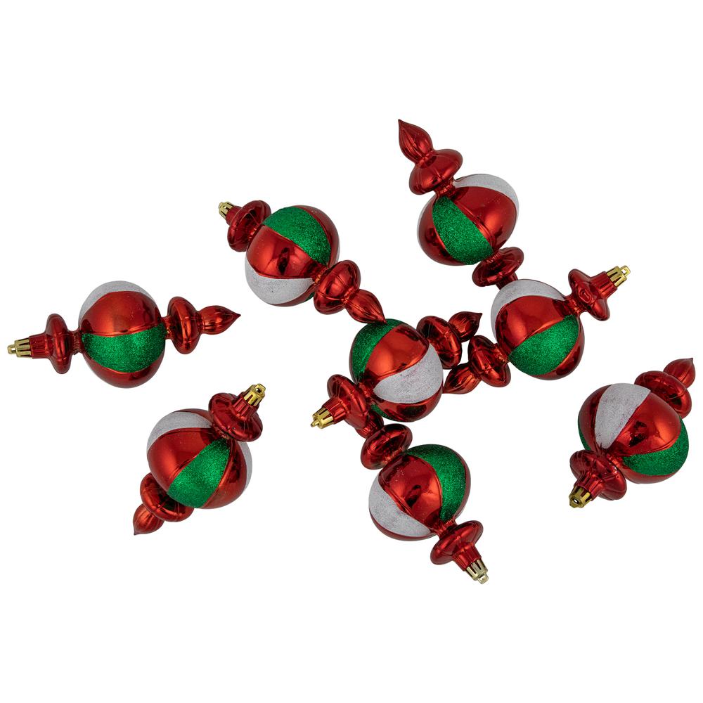 8ct Traditional Colors Shatterproof Finial Christmas Ornaments  6". Picture 6