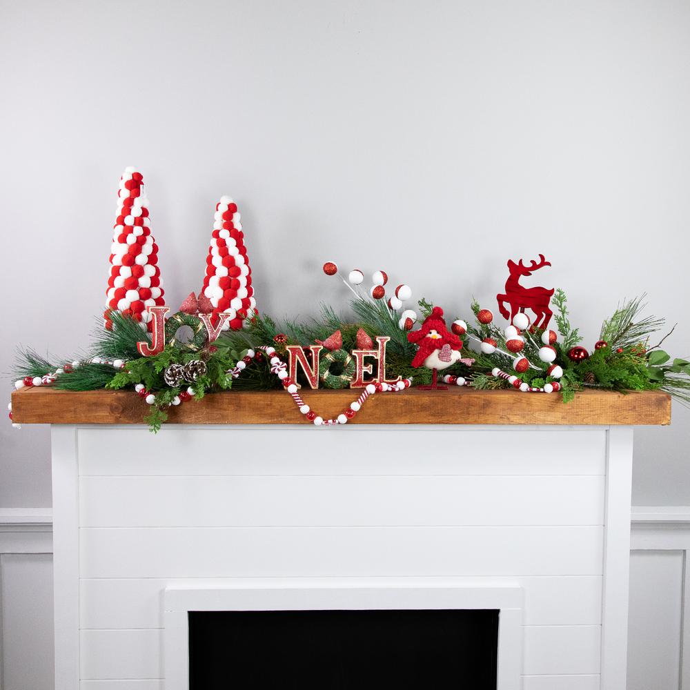 Set of 2 Red and White Glittered Candy Cane Christmas Picks 22". Picture 3