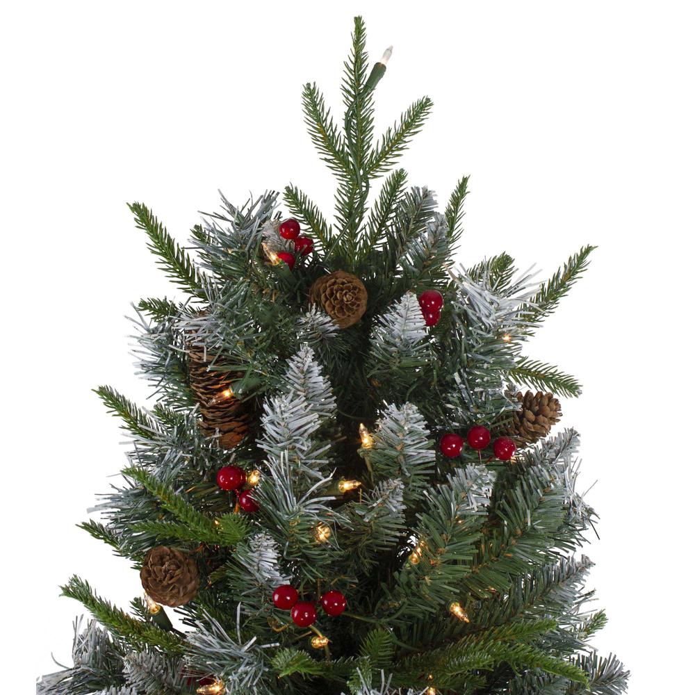 7ft Pre-Lit Frosted Mixed Berry Pine Artificial Christmas Tree - Clear Lights. Picture 4