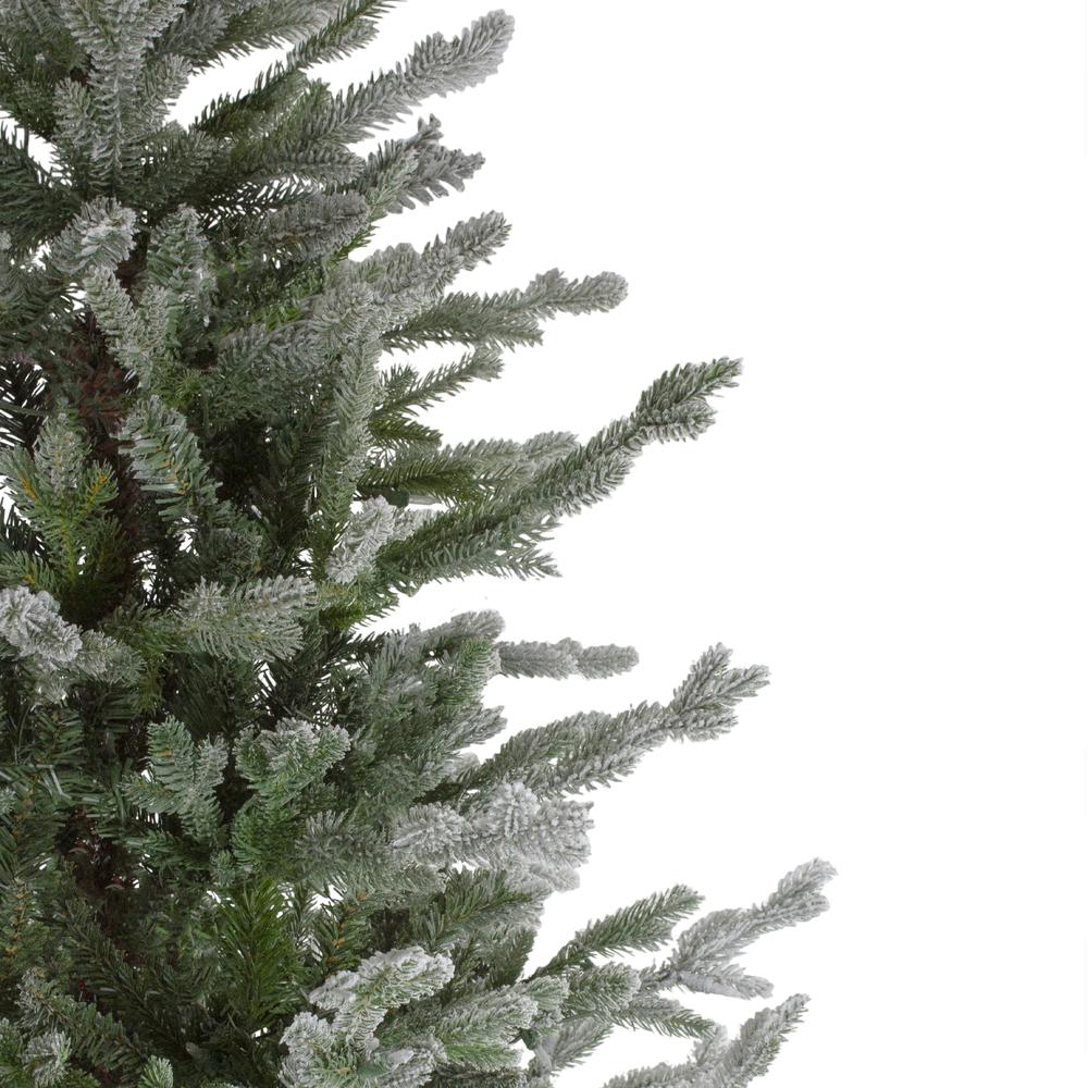 7.5' Flocked Little River Fir Artificial Christmas Tree - Unlit. Picture 4