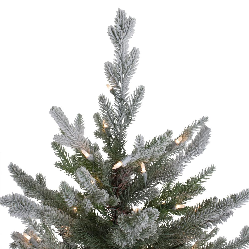 6.5' Pre-Lit Flocked Little River Fir Artificial Christmas Tree - Clear Lights. Picture 5