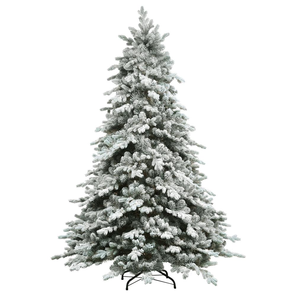 7.5' Flocked Saratoga Spruce Artificial Christmas Tree - Unlit. Picture 1