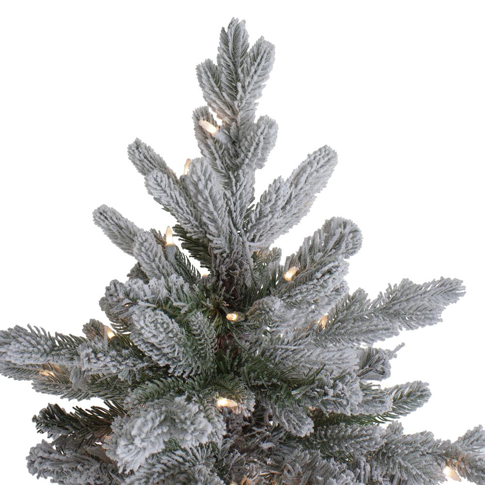 6.5' Pre-Lit Flocked Saratoga Spruce Artificial Christmas Tree - Clear Lights. Picture 5