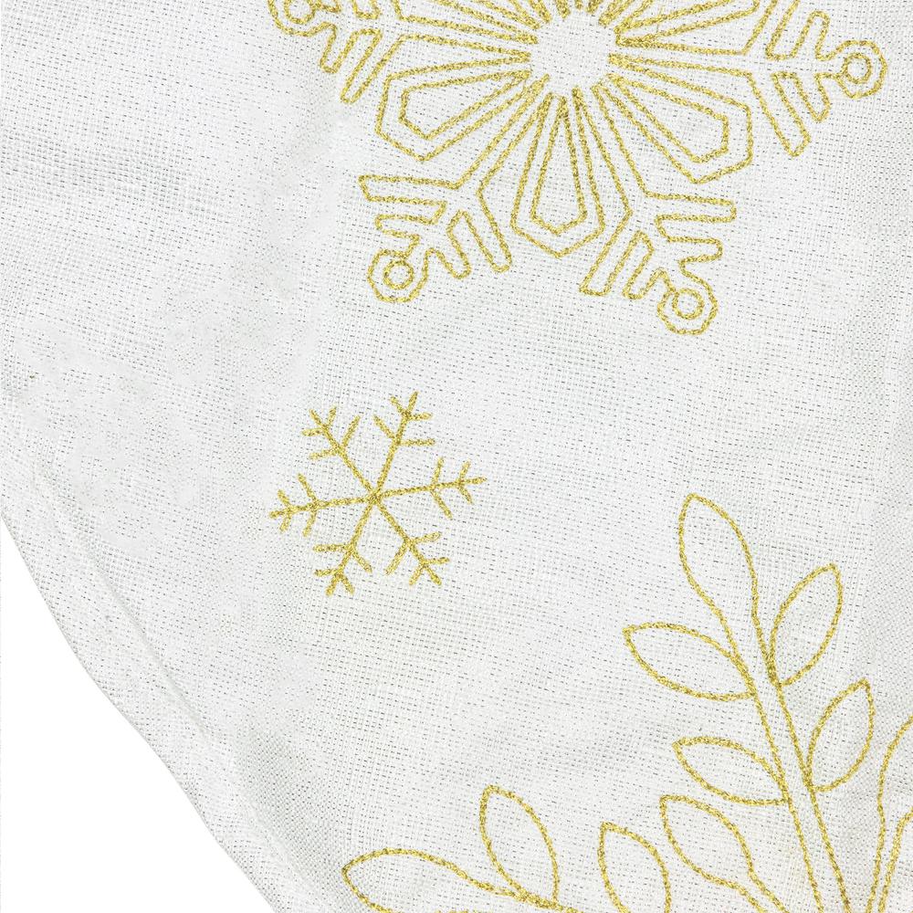 48" White with Gold Embroidered Snowflakes Christmas Tree Skirt. Picture 6