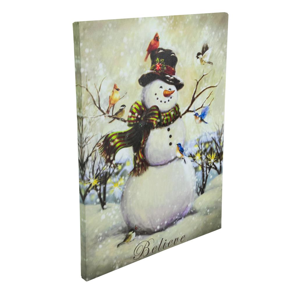 LED Lighted Snowman and Bird Friends Christmas Canvas Wall Art 15.75" x 11.75". Picture 7