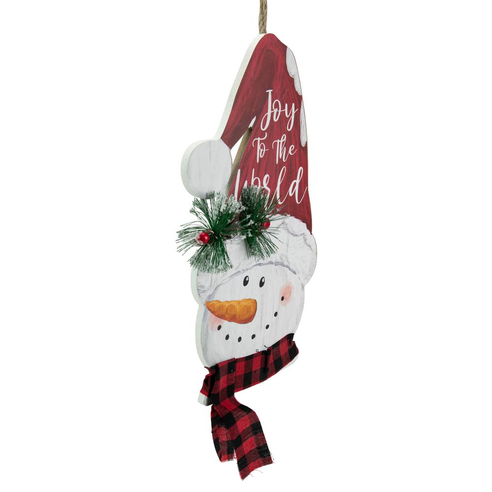 16.5" Joy to the World Snowman in Santa Hat Christmas Wall Decoration. Picture 6