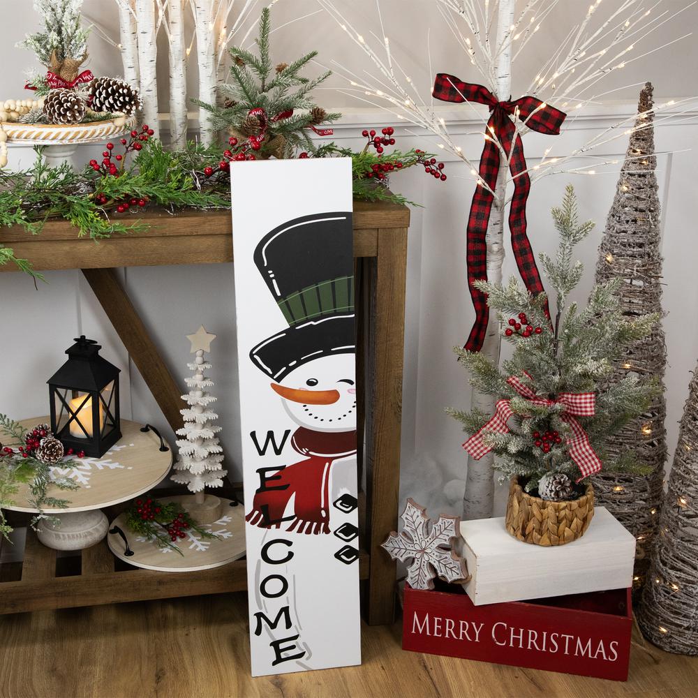 35" Snowman "Welcome" Christmas Wooden Porch Sign. Picture 6