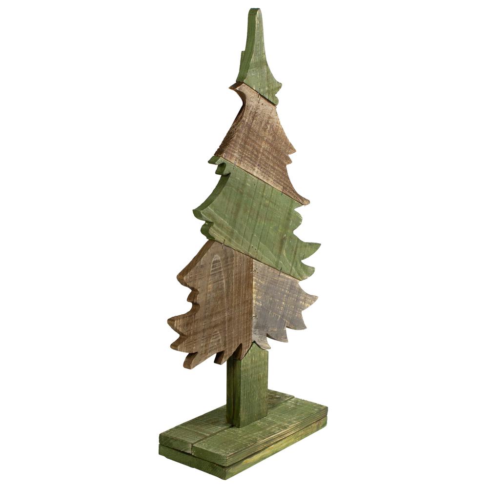 20.5" Green and Brown Textured Wood Tabletop Christmas Tree. Picture 6