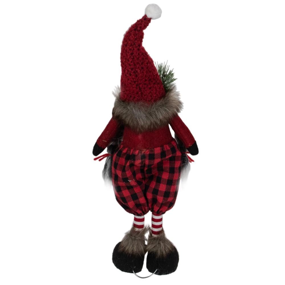 17" Red and Black Buffalo Plaid Girl Gnome Christmas Figure. Picture 6