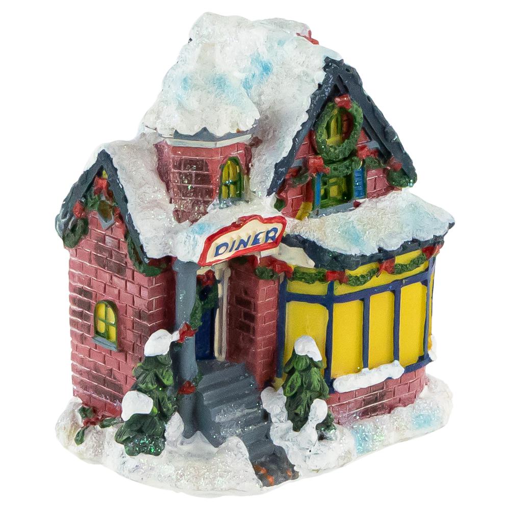 4" Snowy Diner Christmas Village Building Decoration. Picture 6