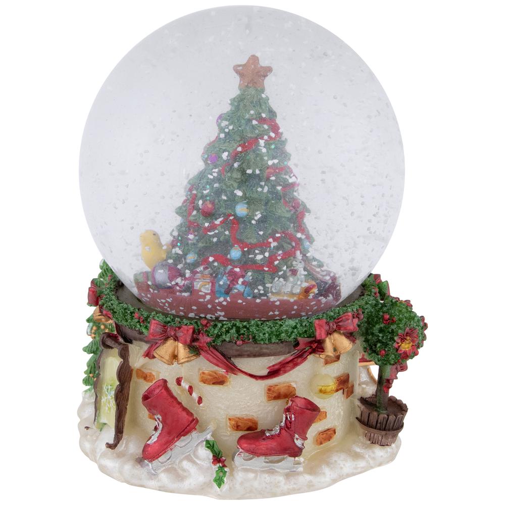 6.5" Gifts Under the Christmas Tree Musical Snow Globe. Picture 6