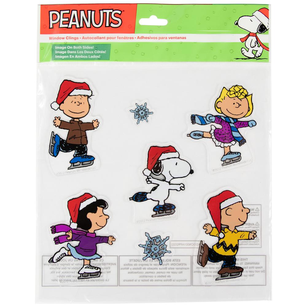 7-Piece Peanuts Characters Ice Skating Christmas Jelz Window Clings. Picture 6