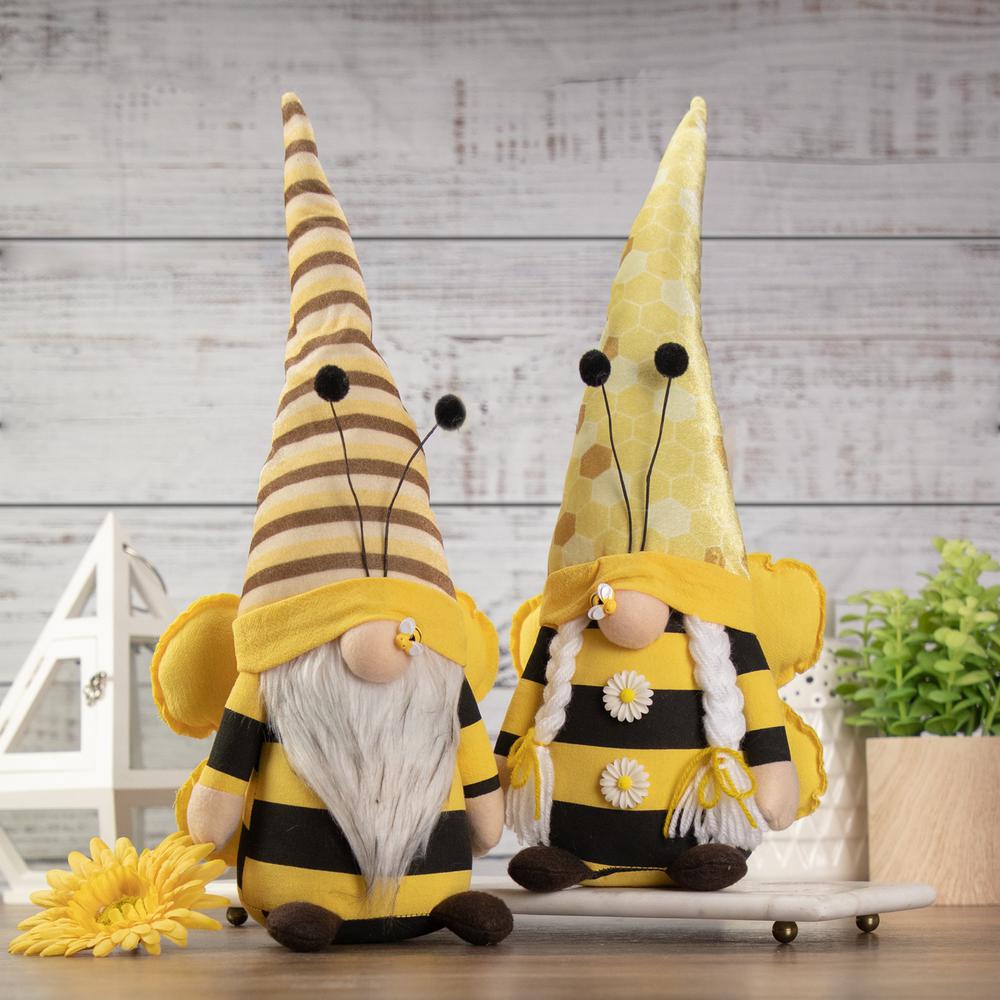 17" Black and Yellow Bumblebee Girl Springtime Gnome. Picture 2