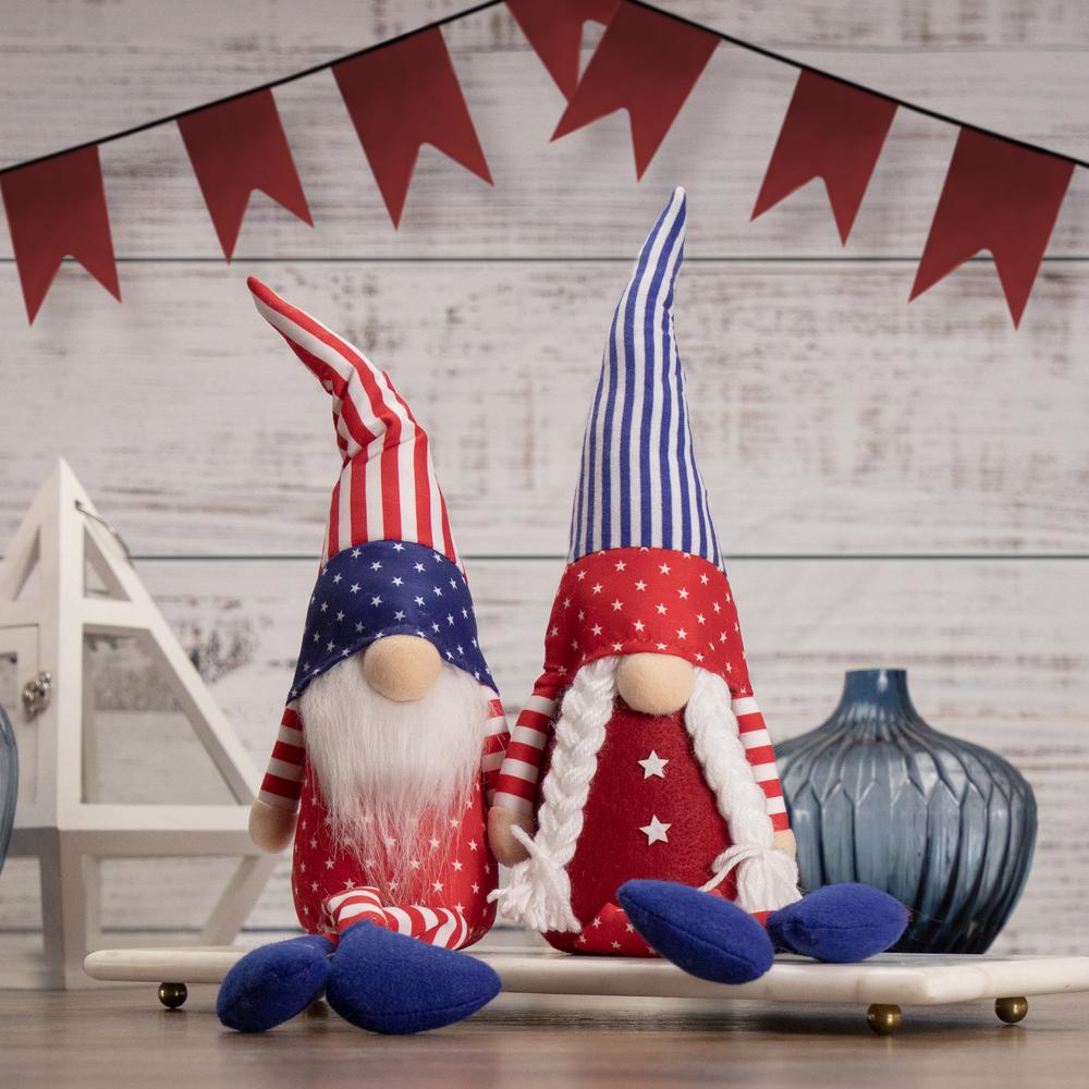 17.75" Sitting Patriotic Boy 4th of July Gnome. Picture 2