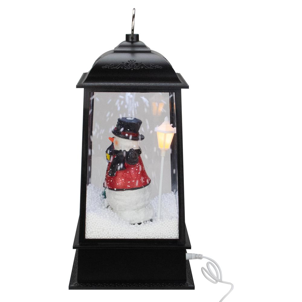 13" Lighted Snowman Christmas Lantern with Falling Snow. Picture 6