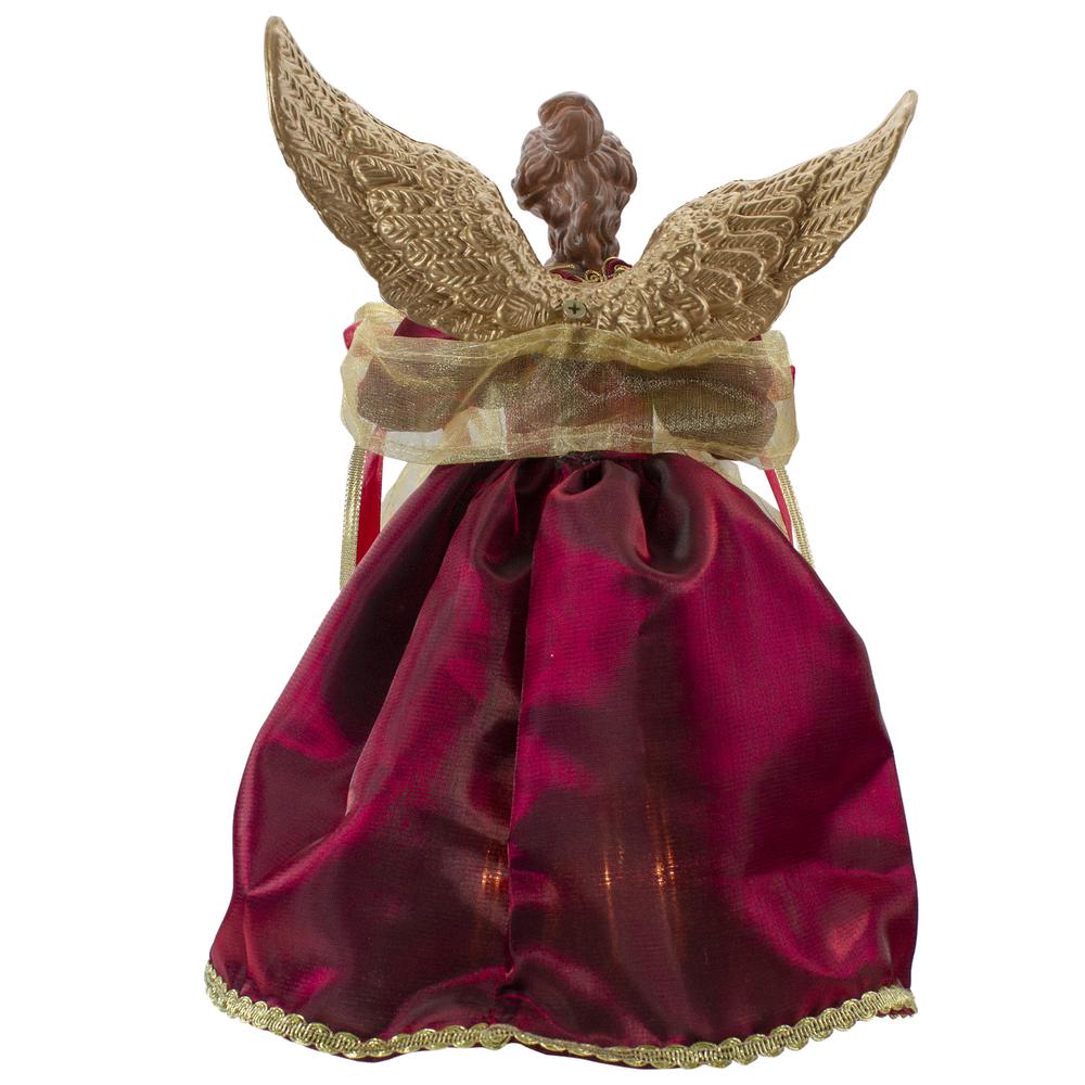 13.5" Lighted Red and Gold Angel with Wings Christmas Tree Topper - Clear Lights. Picture 6