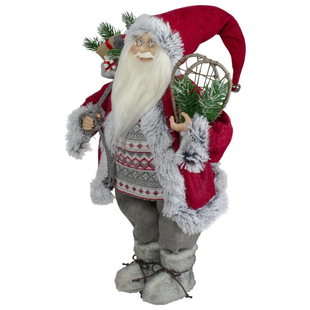 18" Standing Santa Christmas Figure with Snow Shoes and Presents. Picture 6