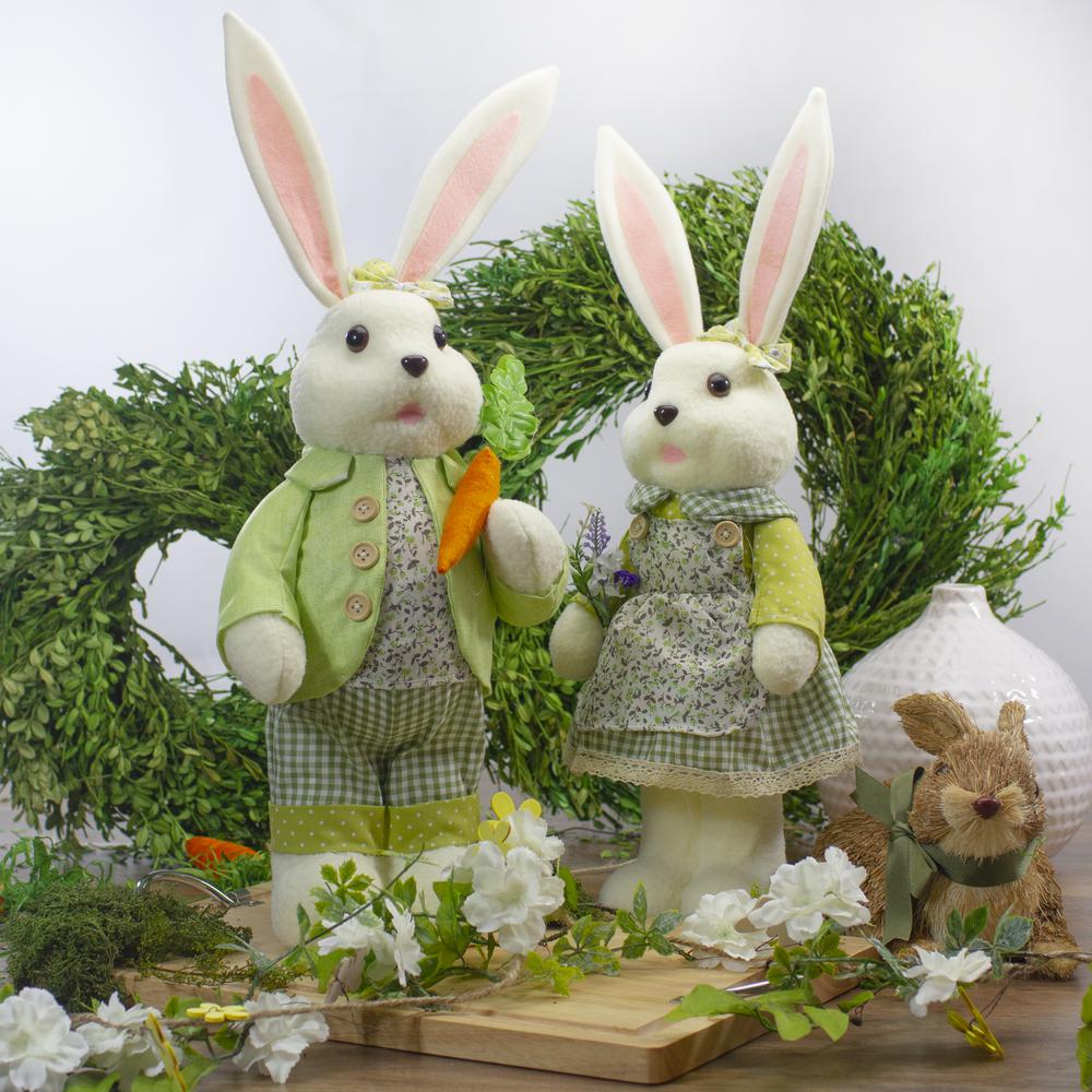 20" White and Green Standing Girl Rabbit Easter Figure. Picture 5