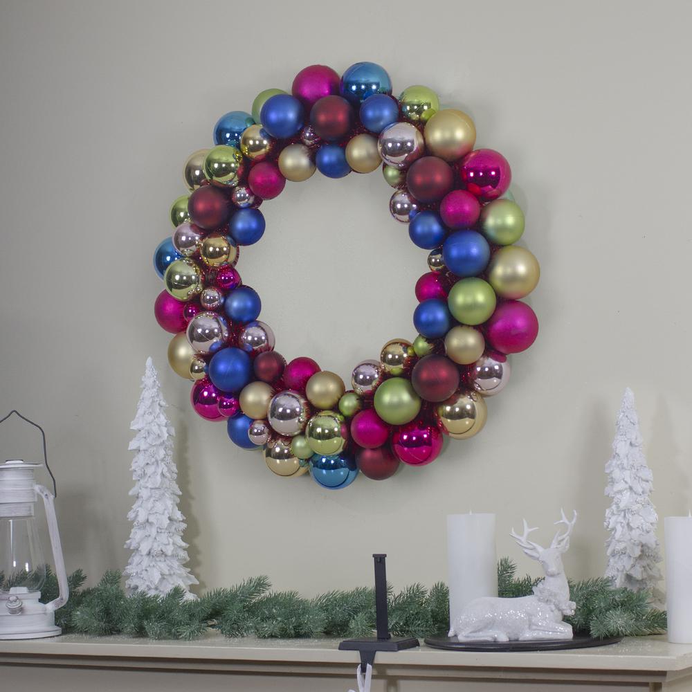 Multi-Color 2-Finish Shatterproof Ball Christmas Wreath  36-Inch. Picture 2