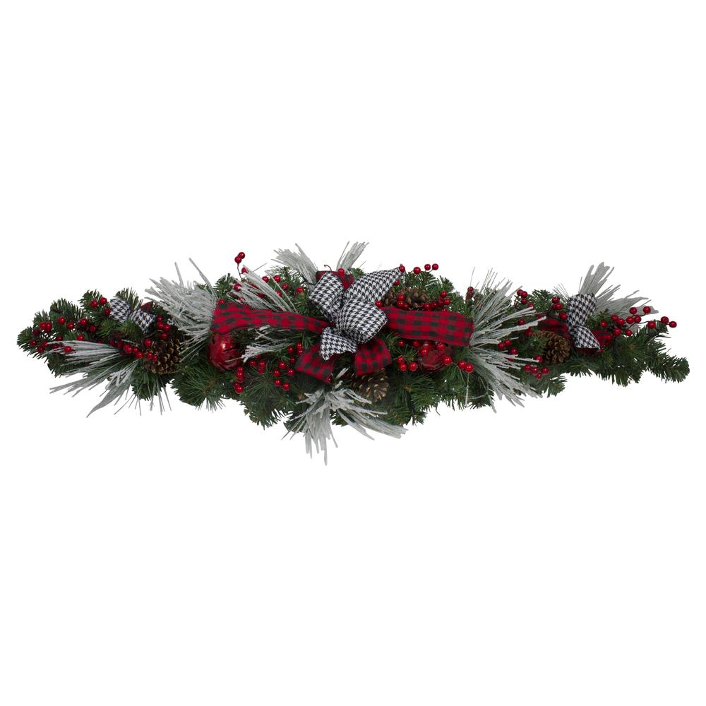 52" Houndstooth Bows and Berries Artificial Christmas Swag  Unlit. Picture 4