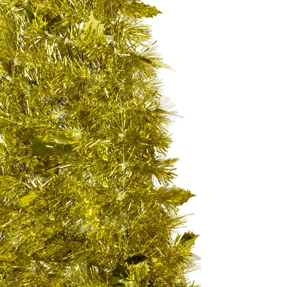 4' Gold Tinsel Pop-Up Artificial Christmas Tree  Unlit. Picture 4