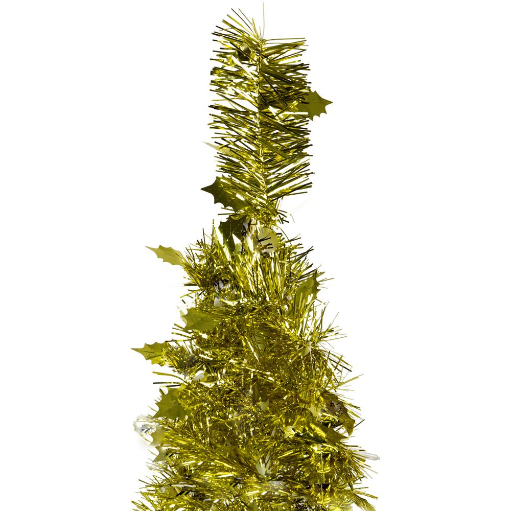 4' Gold Tinsel Pop-Up Artificial Christmas Tree  Unlit. Picture 5