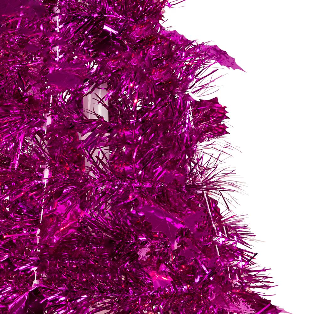 4' Pink Tinsel Pop-Up Artificial Christmas Tree  Unlit. Picture 3
